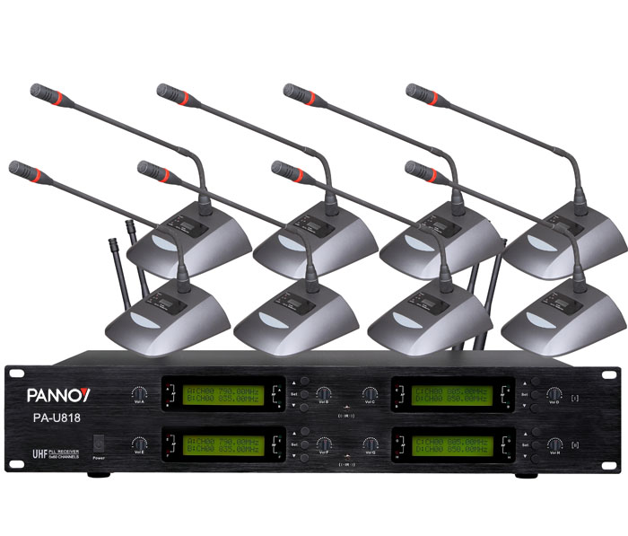 PA-U818 UHF Wireless Conference System 8-in-1